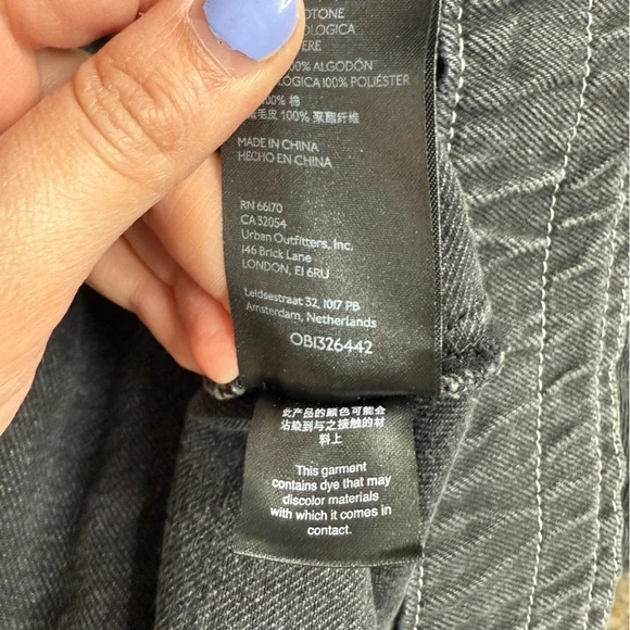 Free People We The Free Ariel Cozy Denim Bomber‎ Jacket Faded Black Sherpa Large - Picture 8 of 10